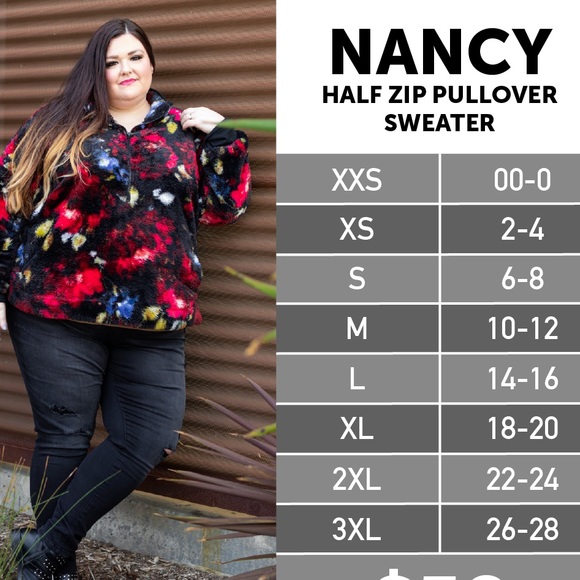 Lularoe Nancy Half Zip Pullover Sweater 